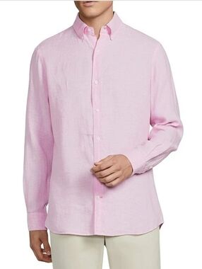 Cremieux Long Sleeve Spread Solid French Linen Woven Shirt